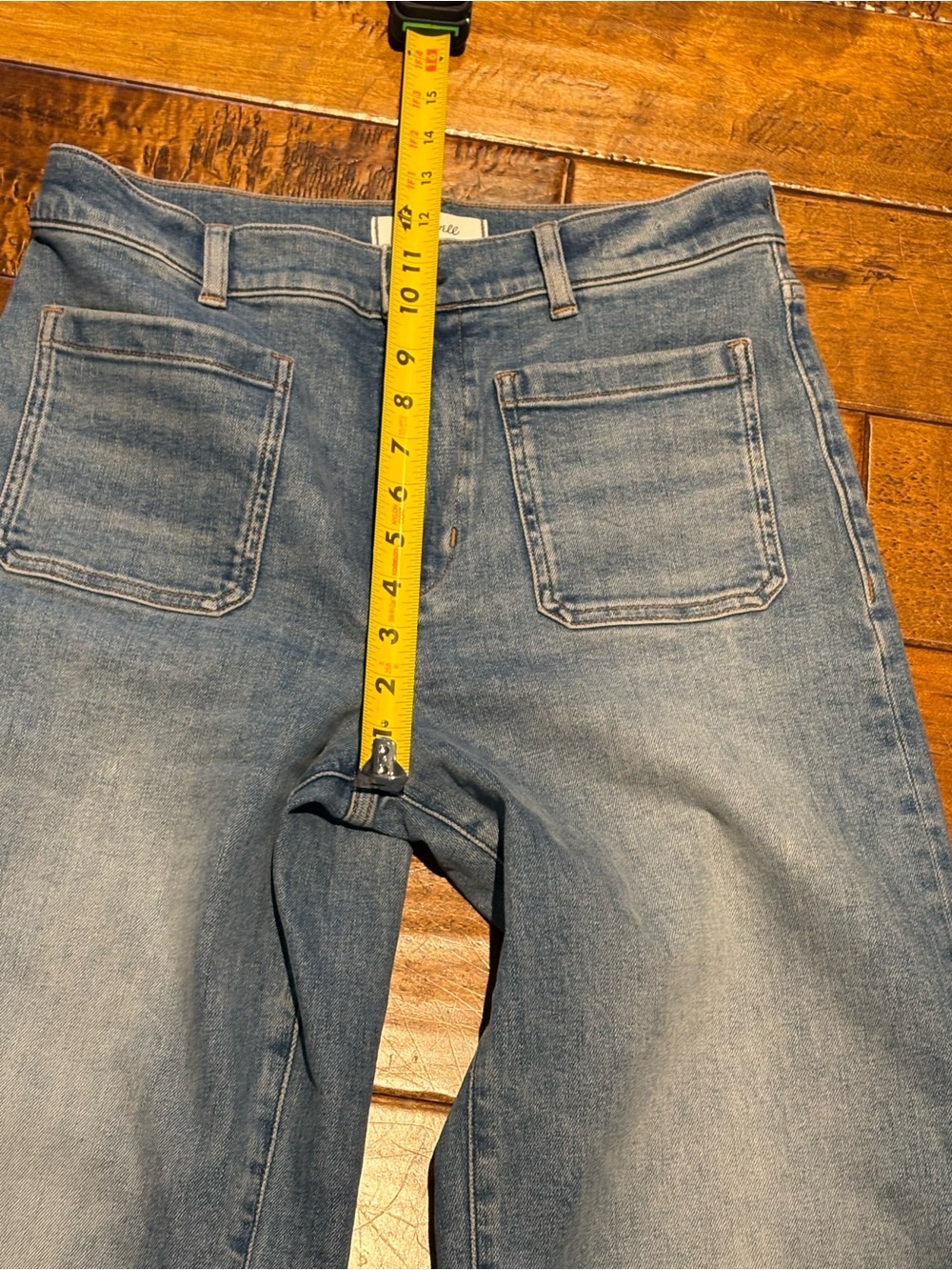 Madewell Emmett Wide-Leg Jeans Women 28T Blue EUC High Rise Patch Pocket - Picture 7 of 16